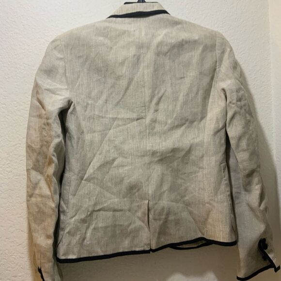 J. Crew Schoolboy Linen Blazer Oatmeal Black Small Sz 6 NWT - Picture 7 of 14